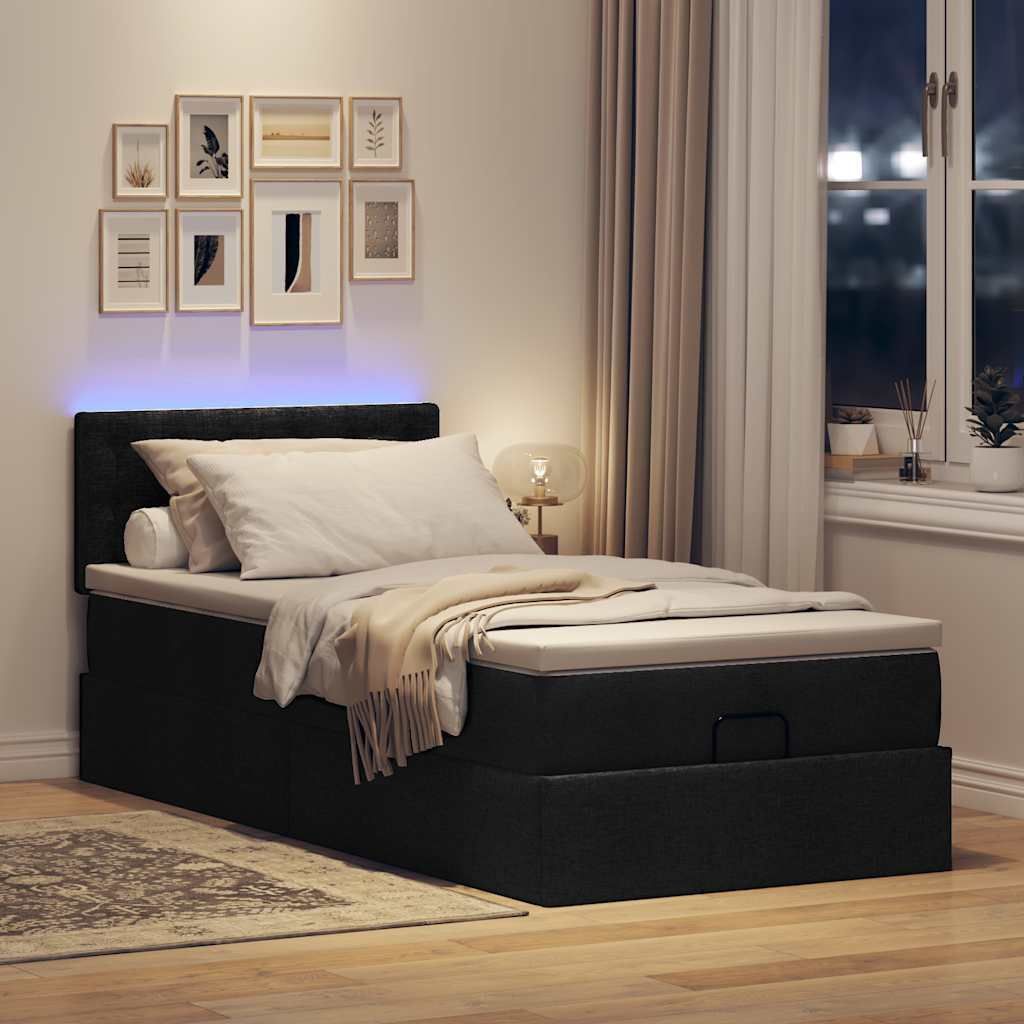 Maison Exclusive - Ottomane Bett mit Matratze & LEDs Schwarz 80x200 cm Stoff