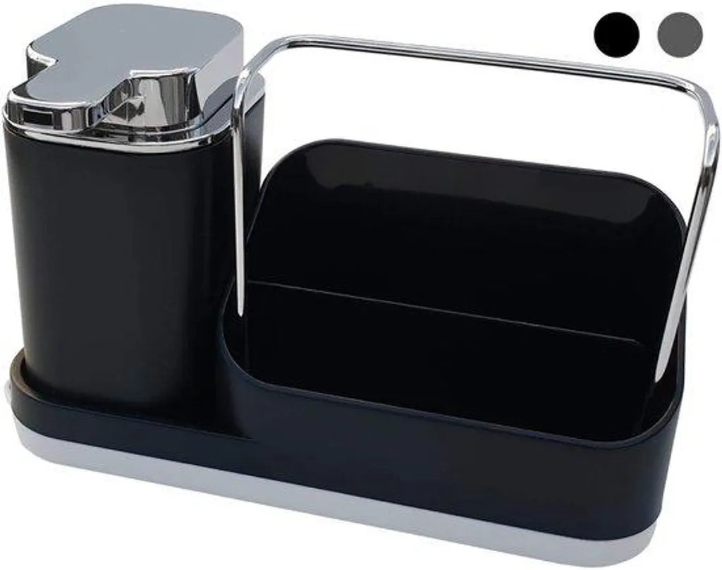 Organisateur de lavabo en acier noir robuste avec plateau drainant