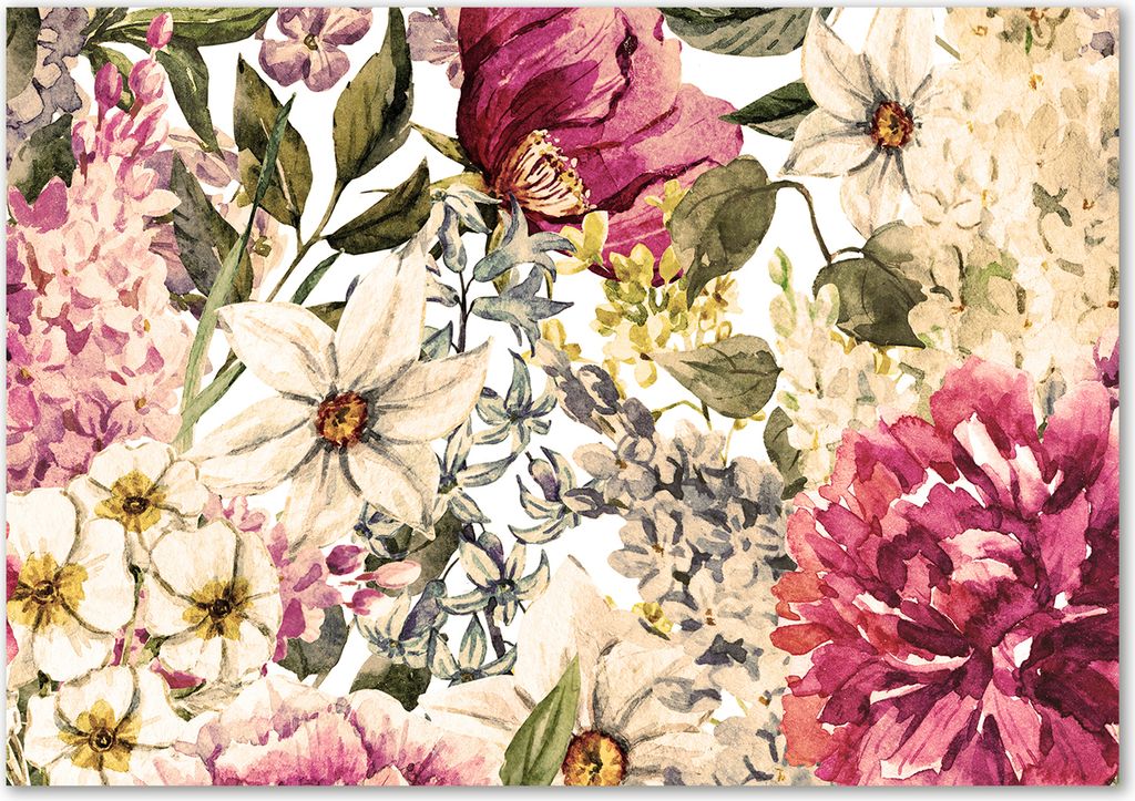 Tulup Leinwandbild - 100x70 cm - Wandkunst - Drucke auf Leinwand - Leinwanddruck - Blumen & Pflanzen - Rosa - Blumenmuster
