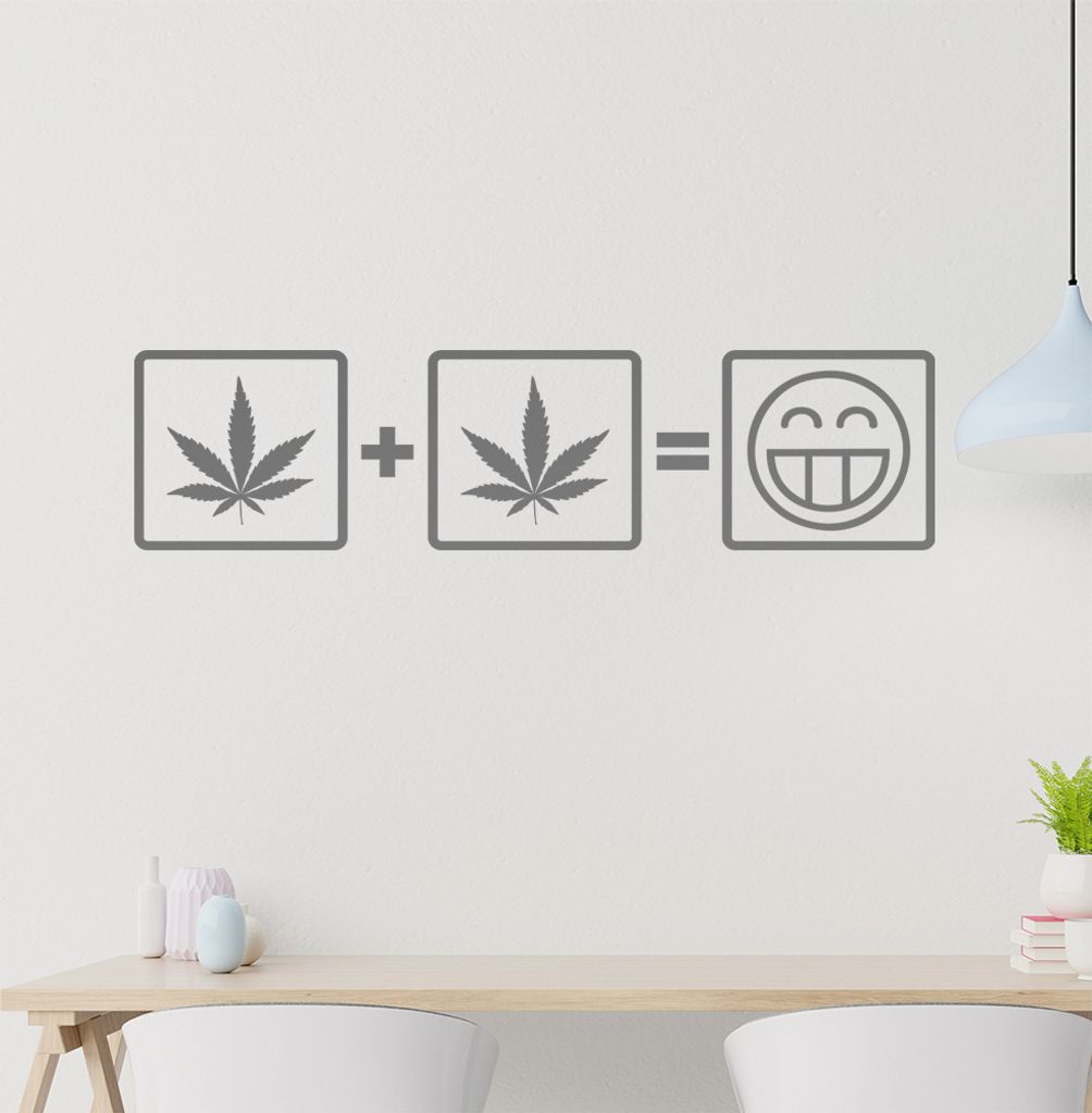 Hnafblatt + Hanfblatt Wandtattoo in 6 Größen - Wandaufkleber Wall Sticker - Dekoration, Küche, Wohnzimmer, Schlafzimmer, Badezimmer