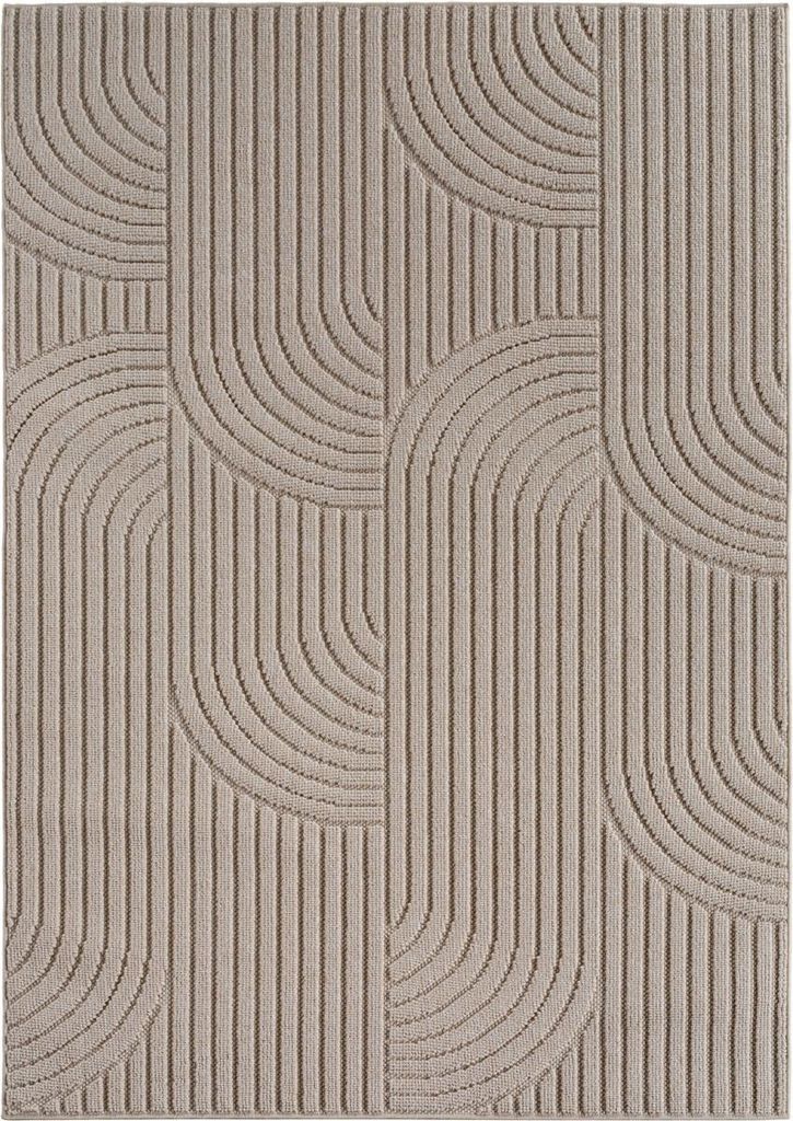 Ayyildiz | Moderner Teppich - 3D Optik Würfel Struktur - Geflecht Muster - Wohnzimmer Kurzflor - beige - 200 cm x 290 cm