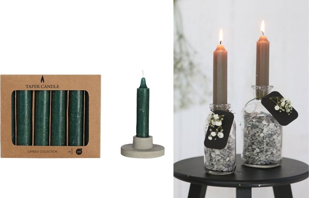 Dinner-Kerzen Rustikal, Set mit 6 Stk, Höhe 11cm, in vielen Farben erhältlich, Brenndauer 4 Std | Spitzkerze | Pencil Candle | Stabkerze | Taper...