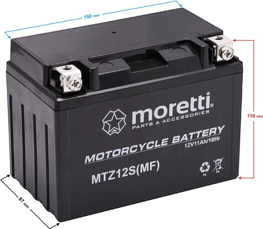 Batteria Moretti MTZ12S Gel per Moto Adventure e Scooter 11Ah