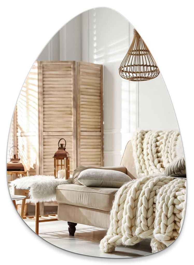 Großer organischer Wandspiegel – rahmenloser Designer Spiegel mit freier Form – moderner Dekospiegel für Flur, Bad, Wohnzimmer und Schlafzimm...