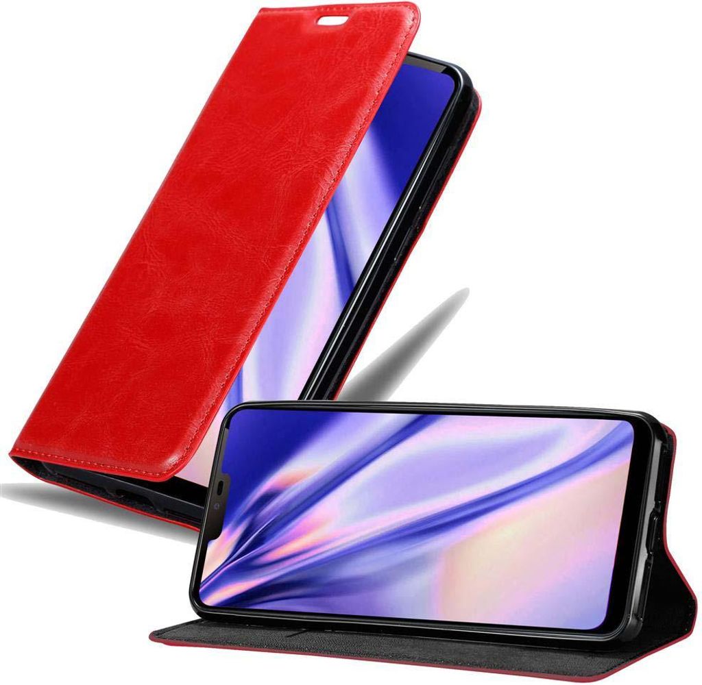 Cadorabo Hülle für LG G7 ThinQ / FIT / ONE Schutz Hülle in Rot Handyhülle Etui Case Cover Magnetverschluss