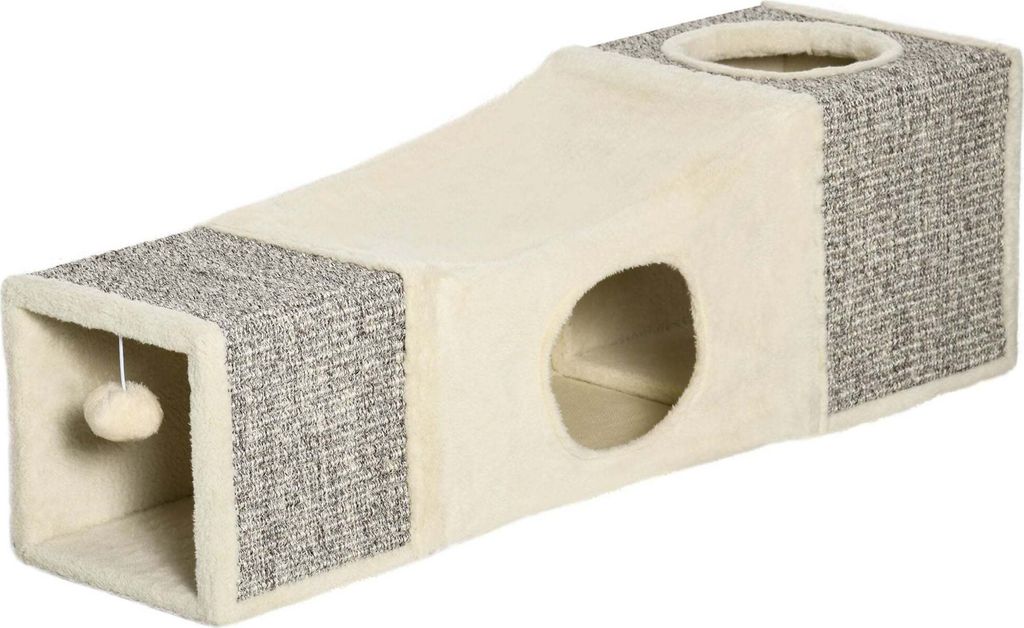 Pawhut Paws tunel dla kota, 2 jaskinie, drapak i piłka do Zdjęcie produktu 
