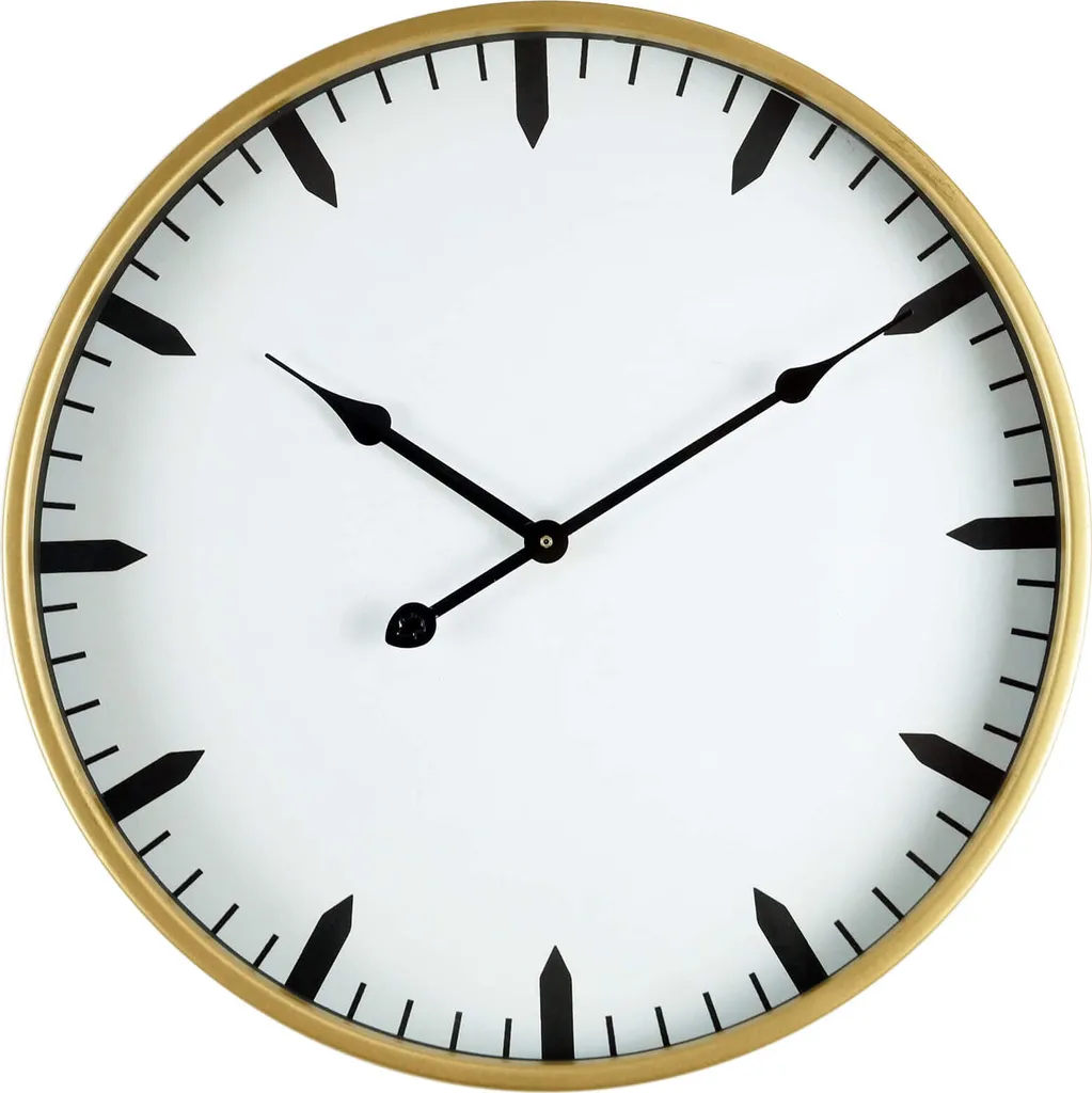 Rebecca Mobili Horloge murale en verre et métal blanc et or ø 40 cm