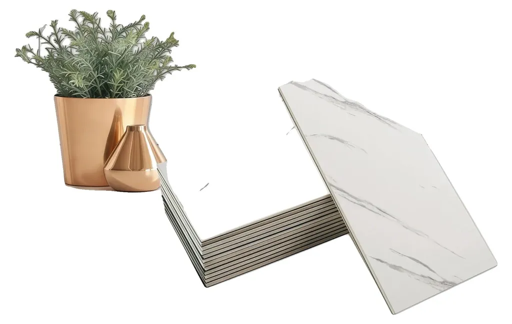 20 Autocollants muraux effet marbre blanc et gris imperméables 30x15cm