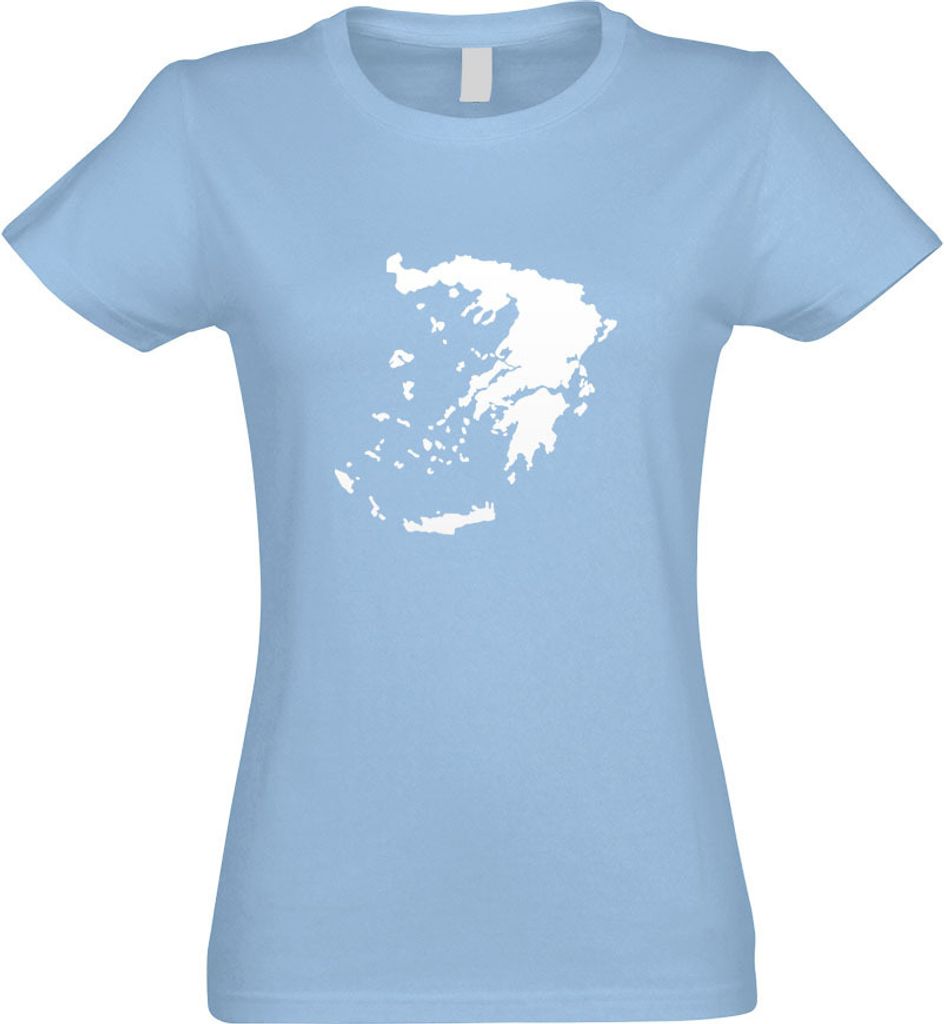 Kiwistar - T-Shirt tailliert - Damen - himmelblau - Griechenland Umriss Kontur - mit Motiv Bedruckt - Funshirt Design - Sport - Freizeit - Damen - XXL