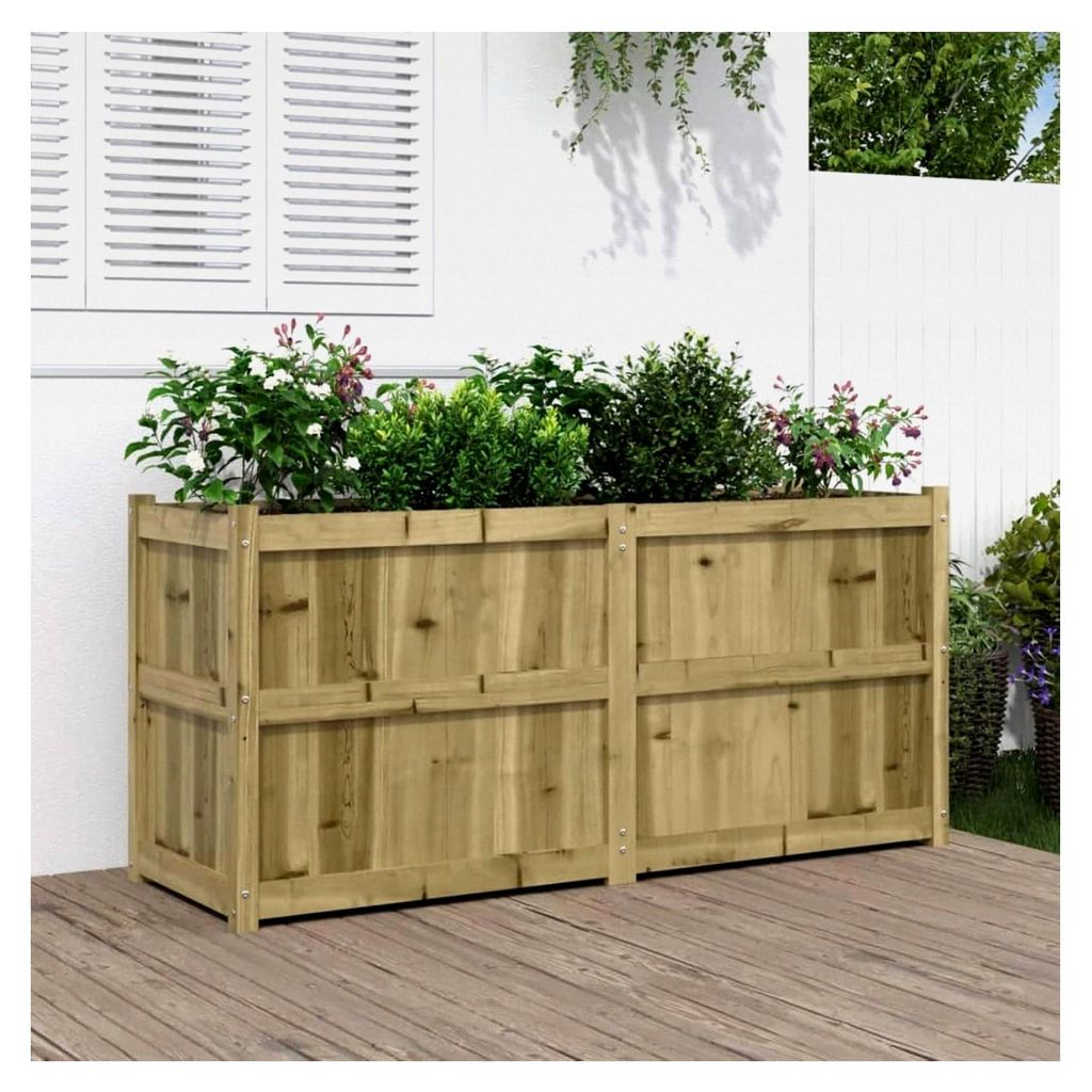 Pflanzkübel 150x50x70 cm Kiefernholz imprägniert, Blumentopf für Garten, Balkon und Terrasse