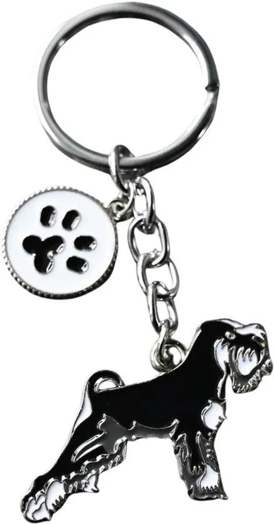 Porte-clé museau chien noir robuste avec médaille métal à graver