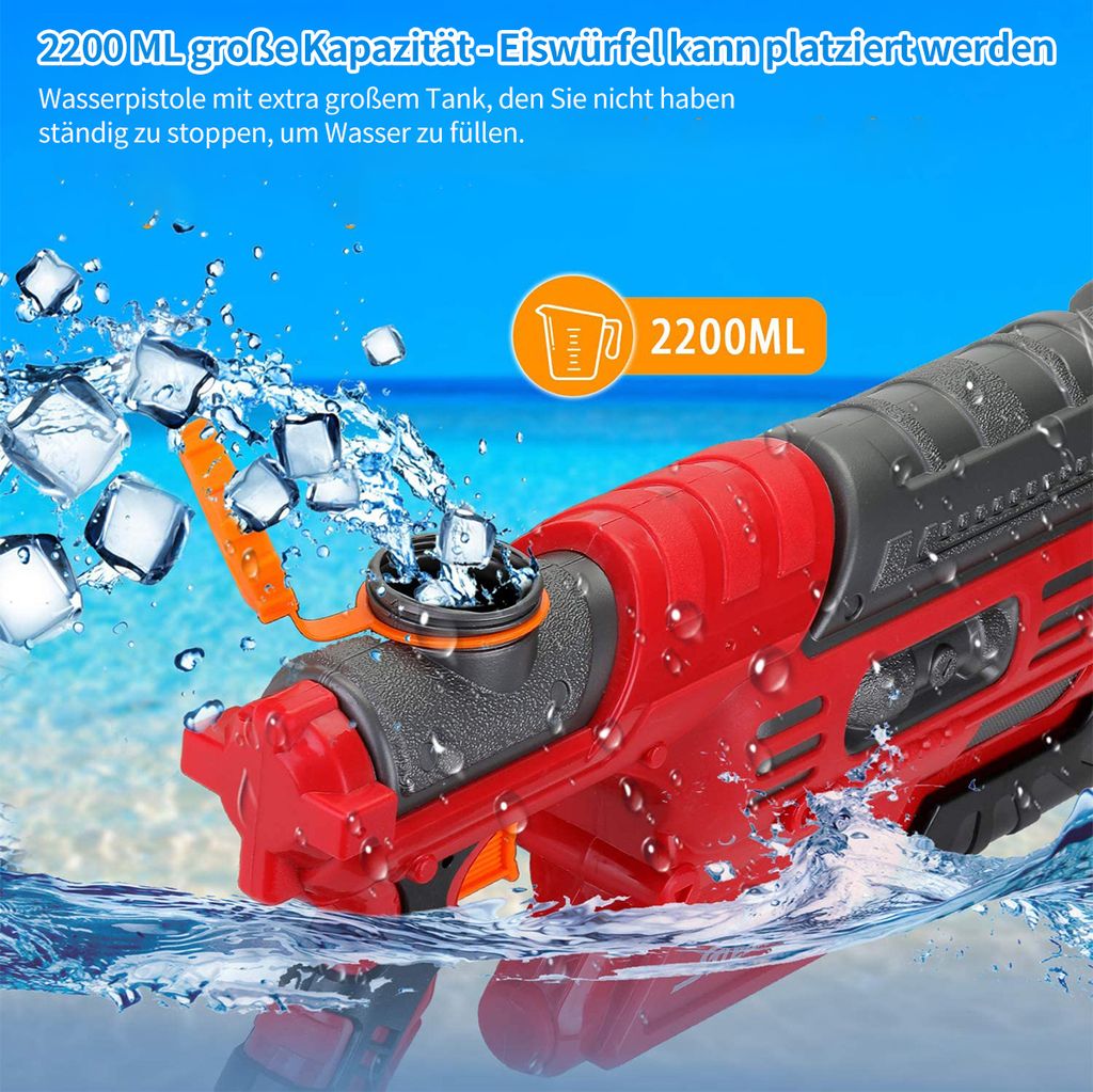 Wasserpistole, 2200ML Wasserpistolen groß mit 10m
