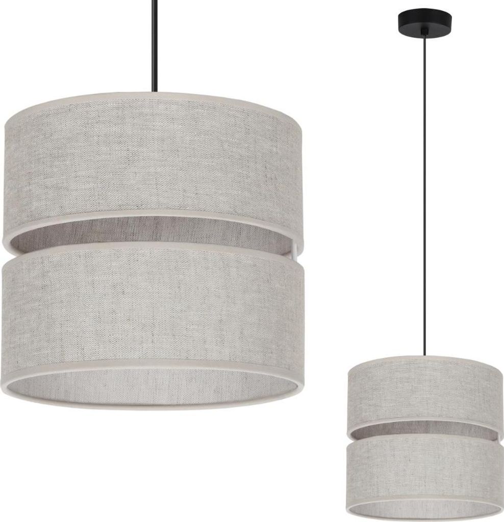 Hängeleuchte Len Duo schwarz 1-flammig Lampenschirm Hellbeige L01 20cm