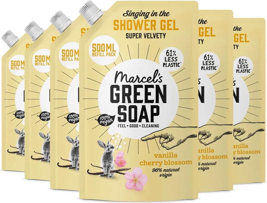 Douche Naturelle Vanille Cerisier Marcel's Green Soap Pack de 6