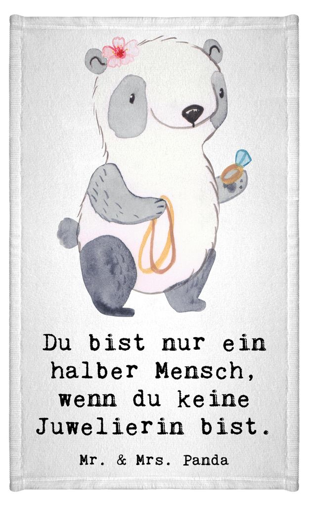 Mr. & Mrs. Panda Handtuch Juwelierin Herz - Weiß - Geschenk, Frotteehandtuch, Schmuckgeschäft, gäste wc, Gästetuch, Klein, Spruch, frottierhand...