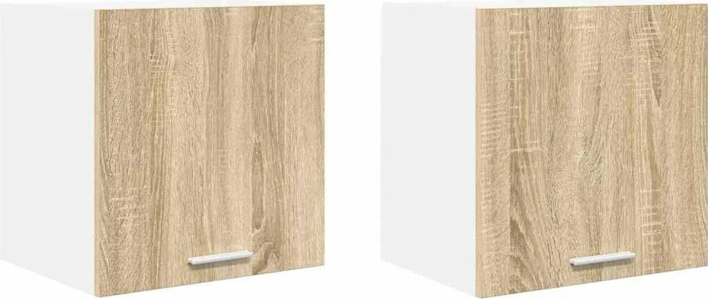 Coppia Pensili Multiuso Riga Rovere e Bianco 40 cm - Cucina e Ufficio