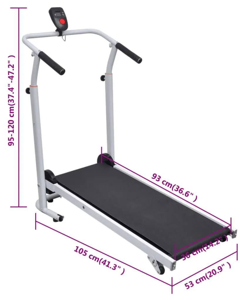 Mini tapis de course 93x36 cm pliable avec structure acier noir robuste
