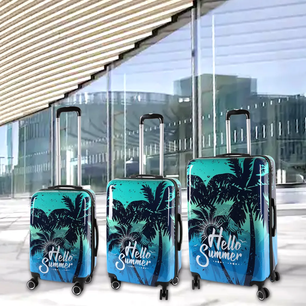Valise de voyage à coque dure Trolley bleu taille L 77x50x29cm robuste