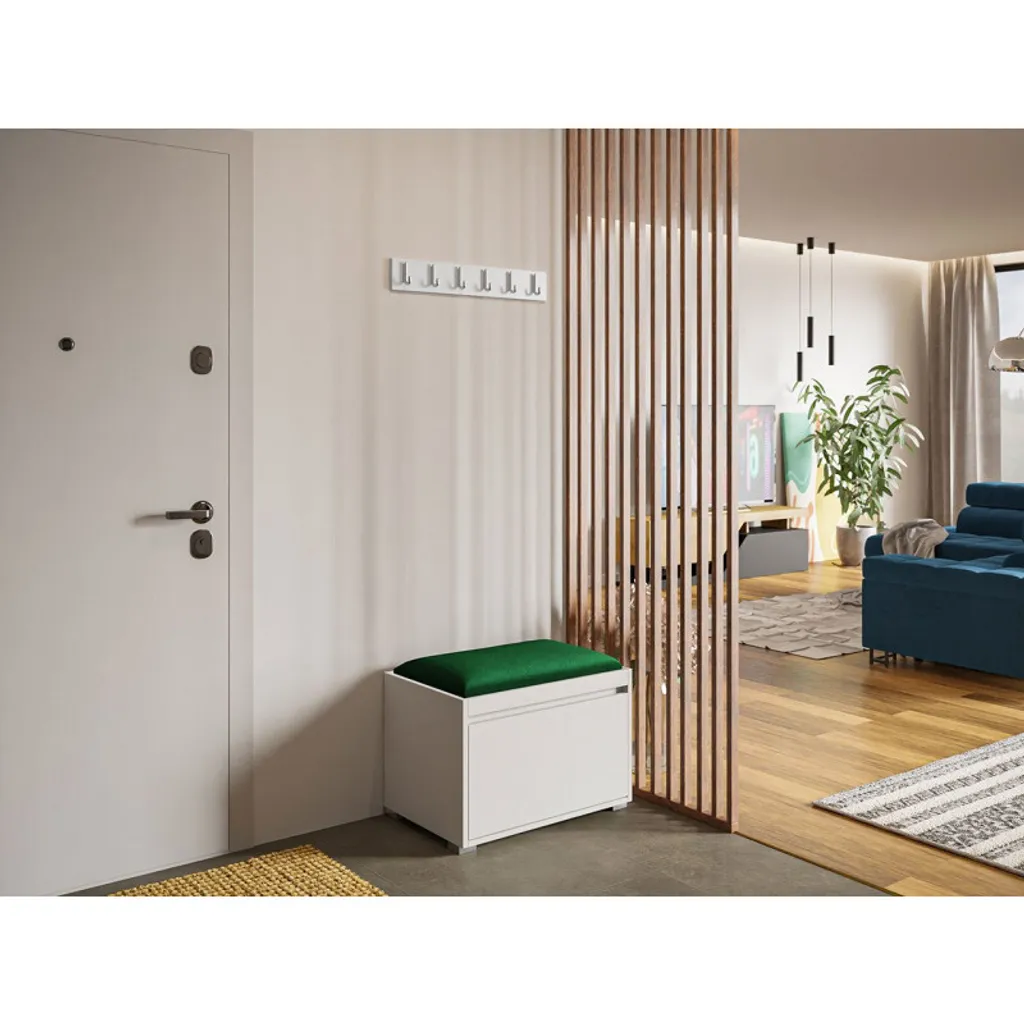 Parete Ingresso CLENZE 3 Bianco Verde - Mobile Salvaspazio Moderno