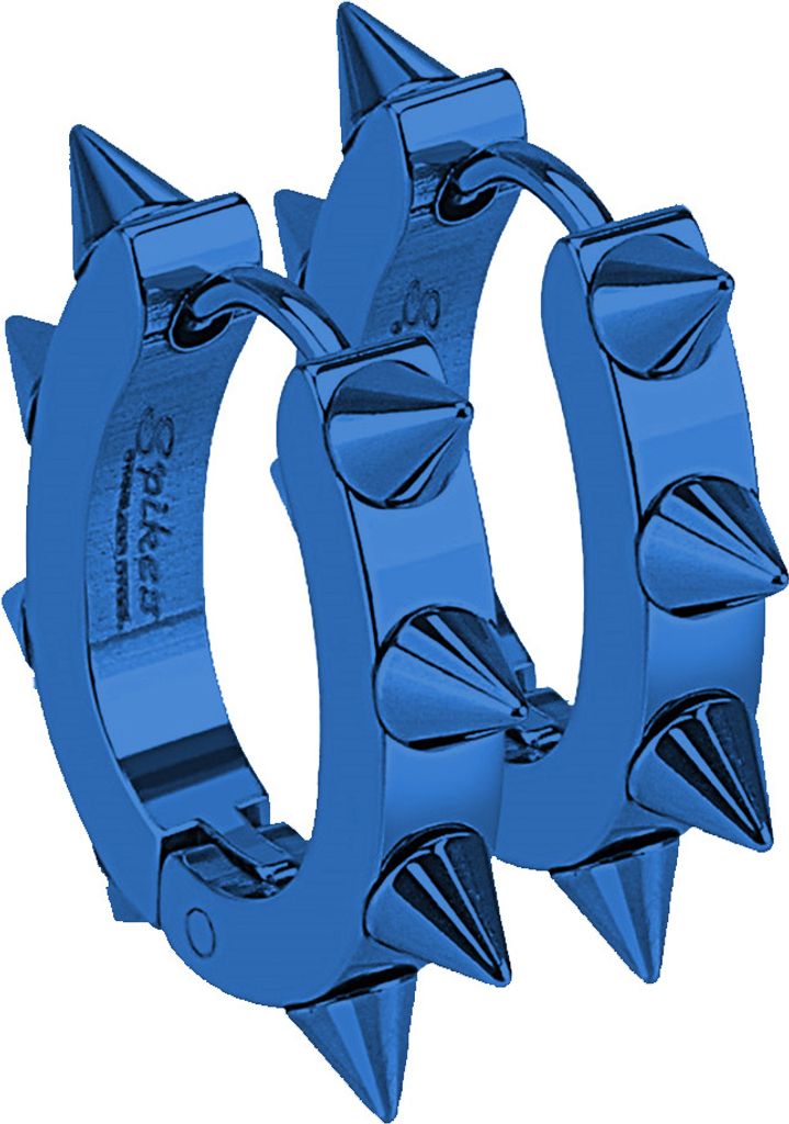 Creolen Klappcreolen Ohrringe Edelstahl Spikes Stacheln Herren Damen Gothic Punk Autiga blau