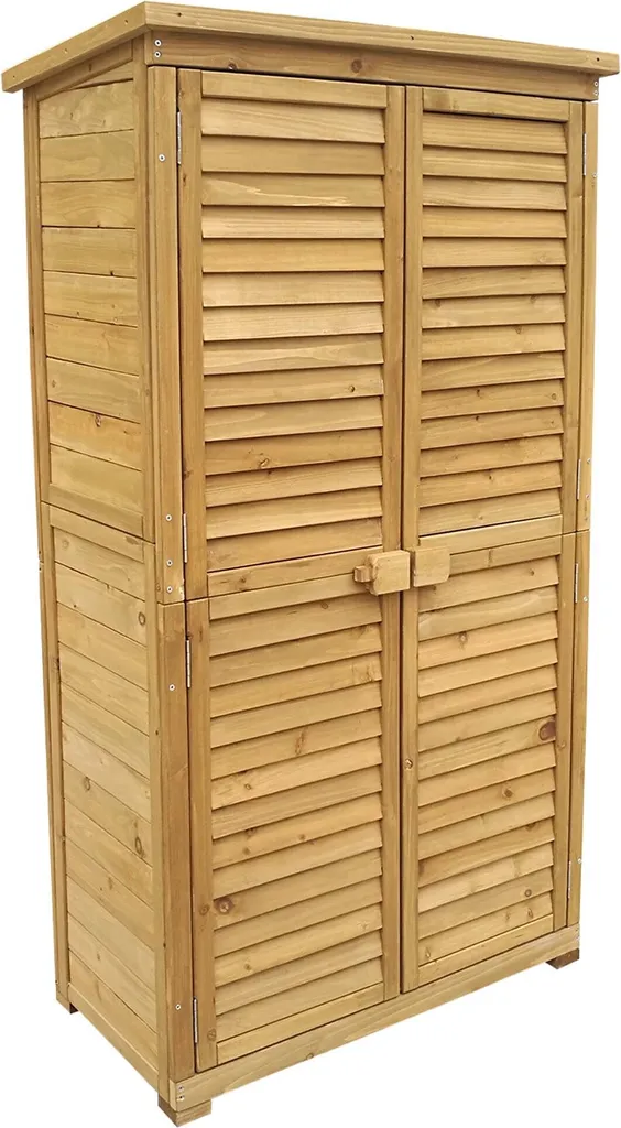 Wiltec Armoire de Jardin 870x465x1600 mm en Bois d'Épicéa Toit Bitumé