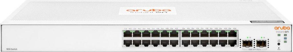 HPE Aruba Networking Networking Instant On Switch 24p Gigabit 2p SFP 1830, Managed, L2, Gigabit Ethernet (10/100/1000), Vollduplex, Rack-Einbau, 1U
