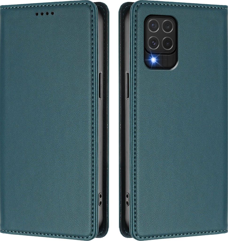 Handyhülle für Samsung Galaxy M62, Kunstleder Klapphülle Stoßfeste Magnetische Hülle mit Ständer Grün