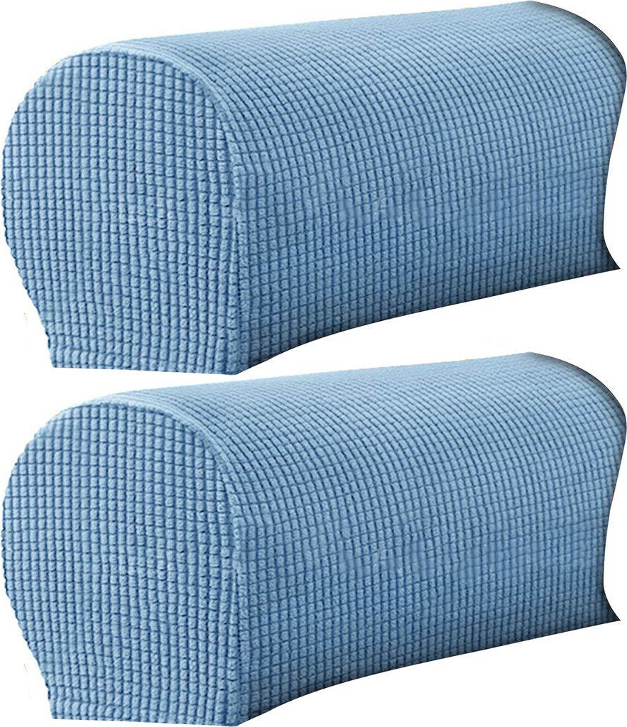 2pcs Sofa Arm Protector Anti-Rutsch hohe elastische Polyester Weiche Touch-Armlehnen-Rutschbezug Haushaltsvorräte-Himmelblau