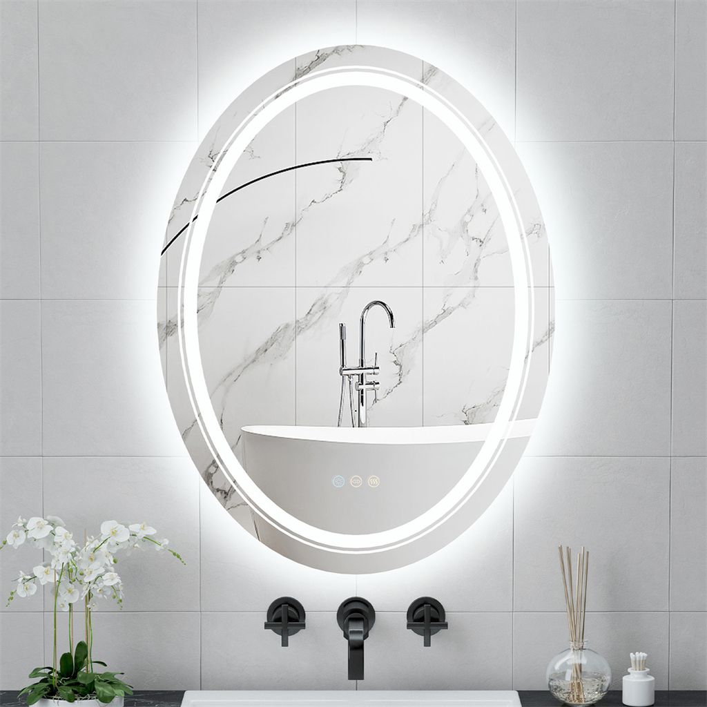 WISFOR LED Koupelnové zrcadlo kulaté 50×70 cm Nástěnné Obrázek produktu 3