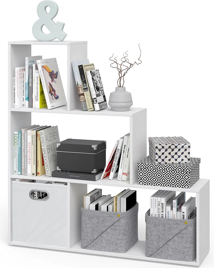 Bibliothèque blanche Vicco 116.8x123.2cm - Meuble de Salon Moderne