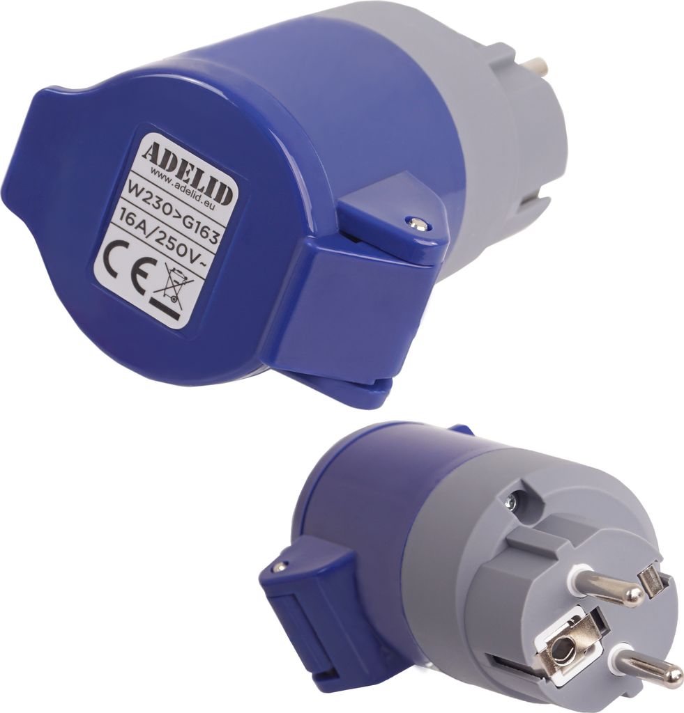 Adapter Schukostecker-Schutzkontakt 230V 16A auf CEE-Steckdose 230V 16A 3P Camping Caravan