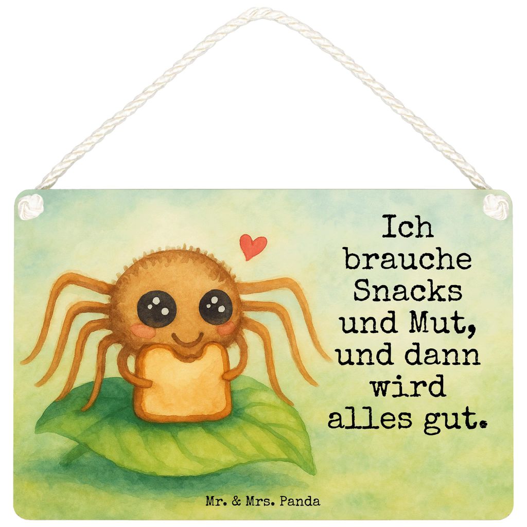 Mr. & Mrs. Panda Schild Spinne Agathe Sandwich Design DIN A5 - Weiß - Geschenk, wandtafel, Hungrig, Türschild, Alles Wird gut, Lebensfreude, Mut,...