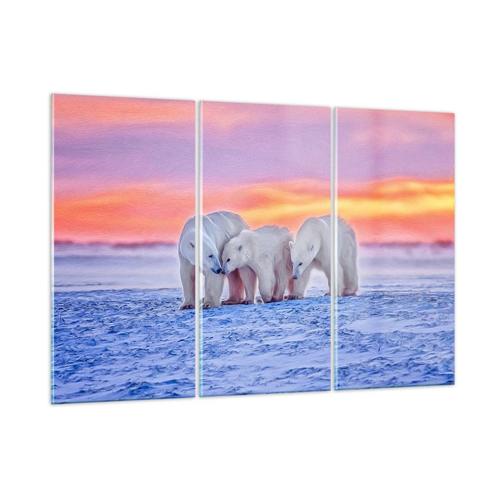 Bilder auf glas - Bären Winter Schnee Familie - 165x110cm - Glasbilder - Wandbilder - Kunstdruck - zum Aufhängen bereit - Wanddekoration aus Glas...