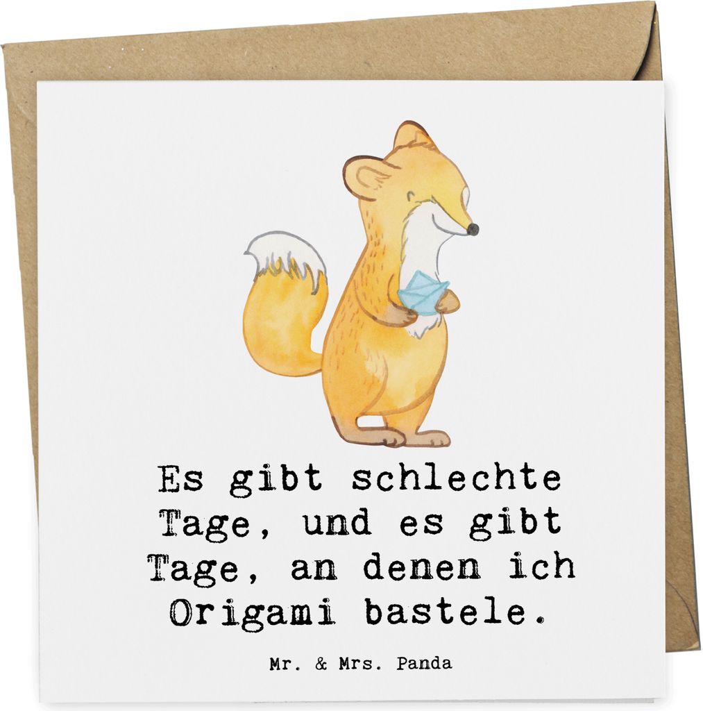 Mr. & Mrs. Panda Grußkarte Fuchs Origami - Weiß - Geschenk, Klappkarte, Japanische Faltkunst, Glückwunschkarte, DIY, Papierfalten, faltkarte, an...