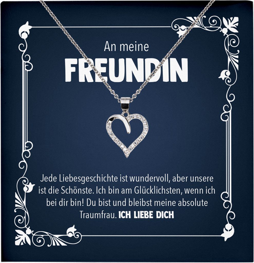 22Feels Echt Silber Halskette - Freundin Geschenk Frauen Schmuck Set Jahrestag Valentinstag Geburtstag Weihnachten - Herz Anhänger, Karte