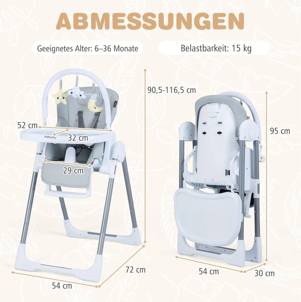 Chaise haute repas bébé pliable et ajustable pour petits espaces gris - 2