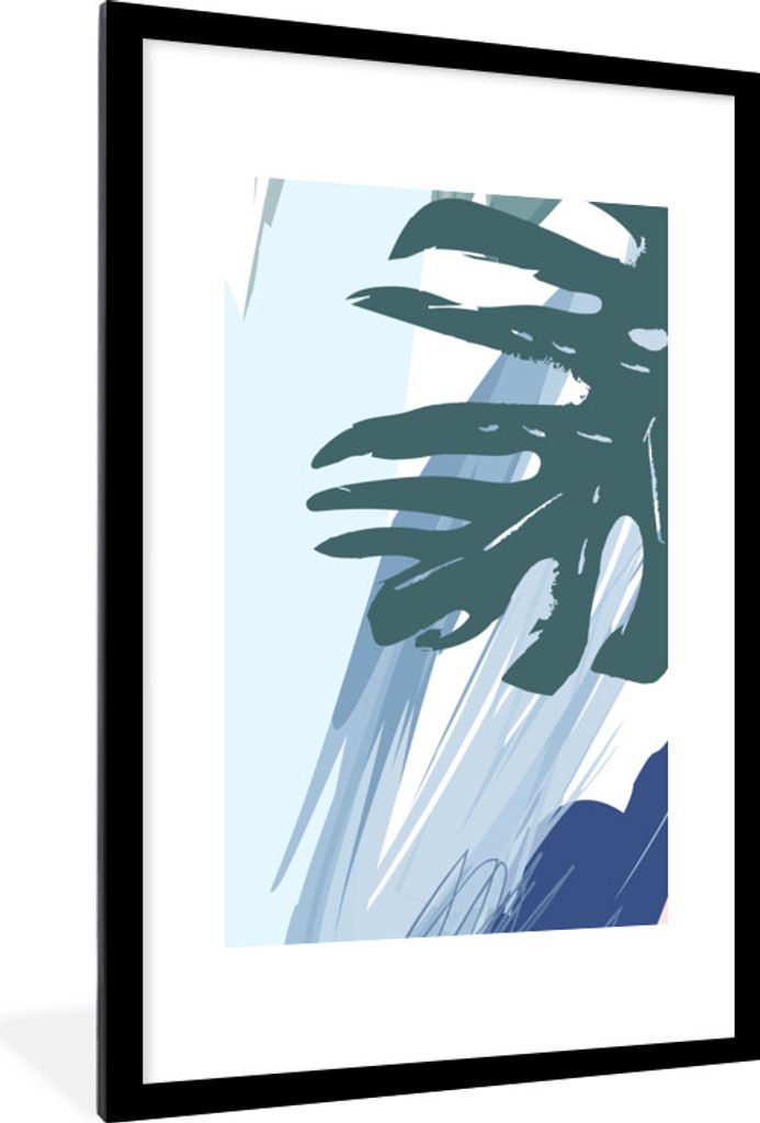 MuchoWow Gerahmtes Poster Sommer - Monstera - Grün 60x90 cm - Poster mit Schwarzem Bilderrahmen Wandposter Rahmen Foto Bilder - Dekoration - Wan...