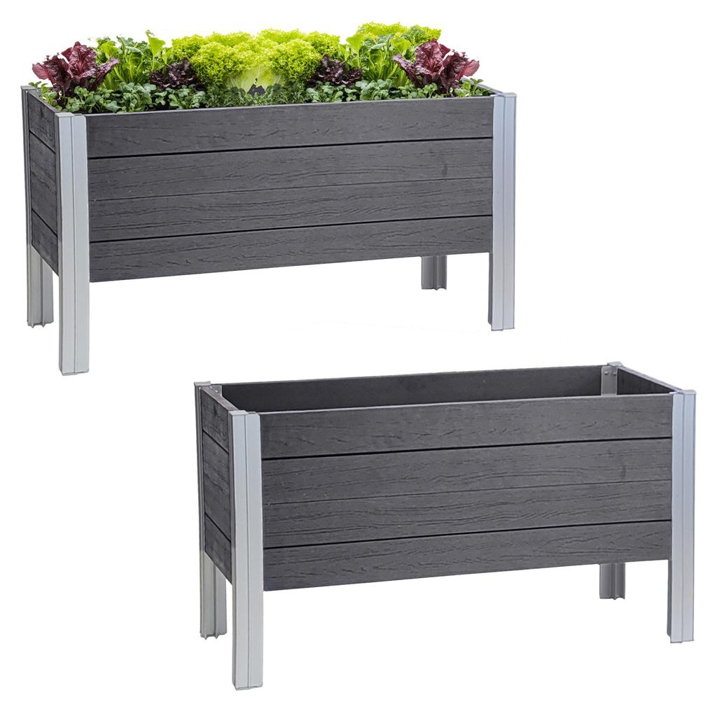 Hochbeet 98 x 40 x 59 cm 100 Liter Holzoptik robust witterungsbeständig grau