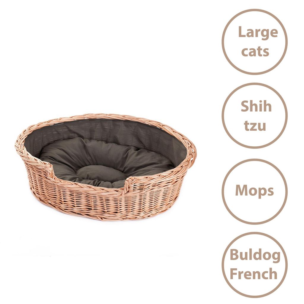 Vŕbový kôš pre psov oválny s vankúšom 60x43 H16 CM Obrázok produktu 