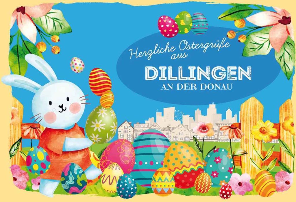 vianmo Holzschild 20x30 cm Ostergrüße DILLINGEN AN DER DONAU Ostern