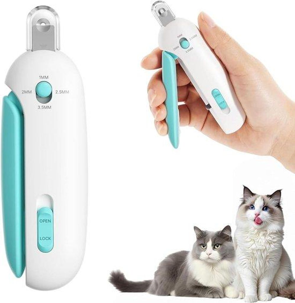 Verstelbare, verborgen nagelvijlen voor katten, maat 3, blauw, spatwaterdicht