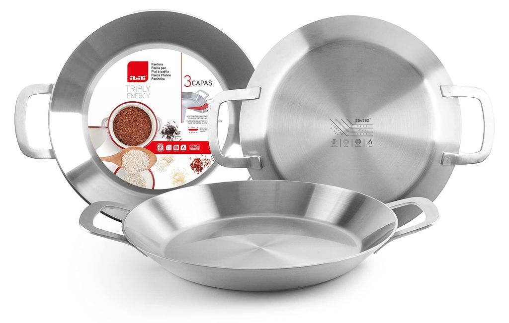 IBILI - 652142 - Paella-Pfanne mit DREI Schichten, Edelstahl/Aluminium, 42 cm