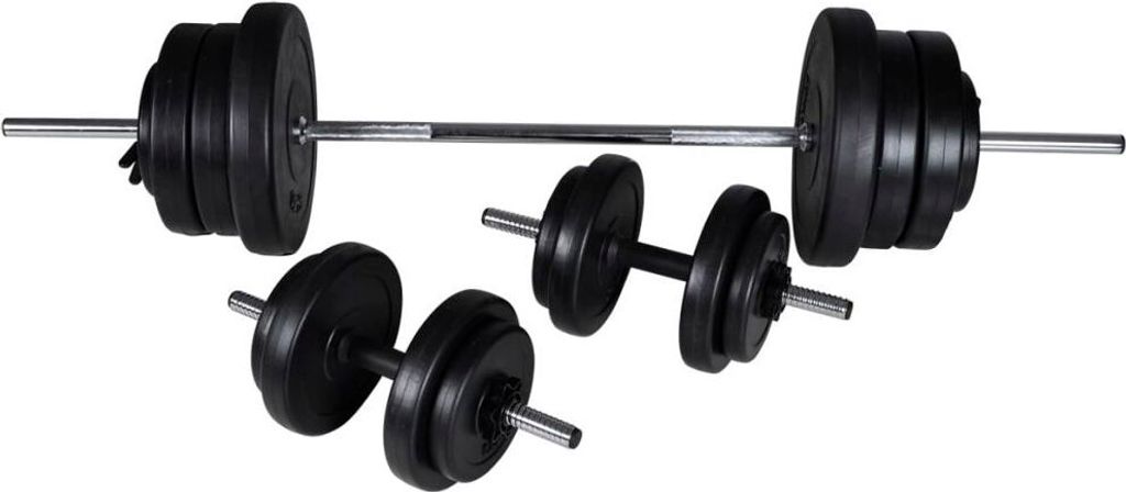 vidaXL Set di bilancieri + 2 manubri 60,5 kg Immagine del prodotto 