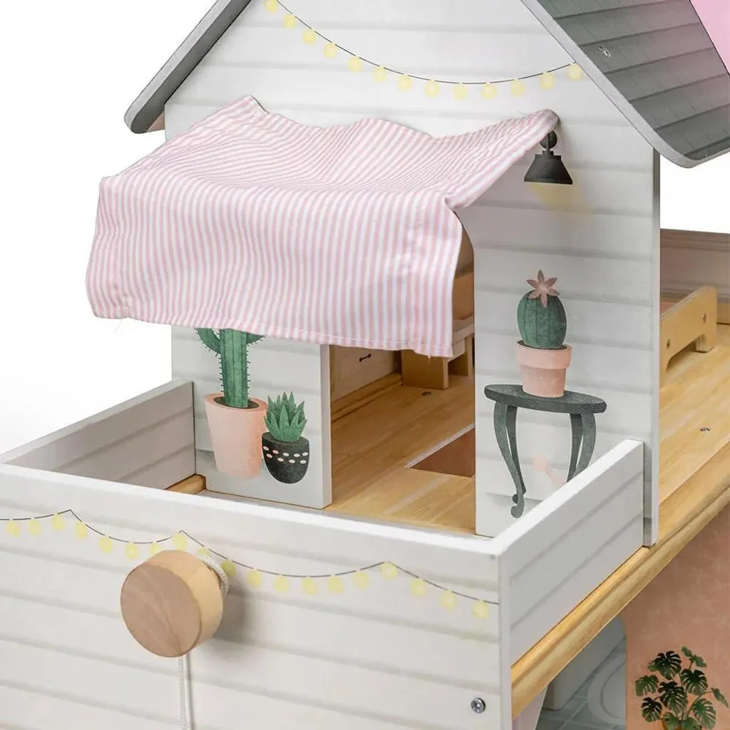 Maison de Poupée Bois Eurekakids - Ascenseur & Meubles inclus, Marron - 5