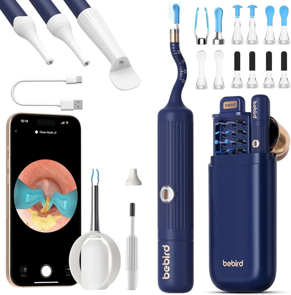 Bebird Otoscope Nettoyeur d'Oreilles Caméra 1920P HD avec Pincettes