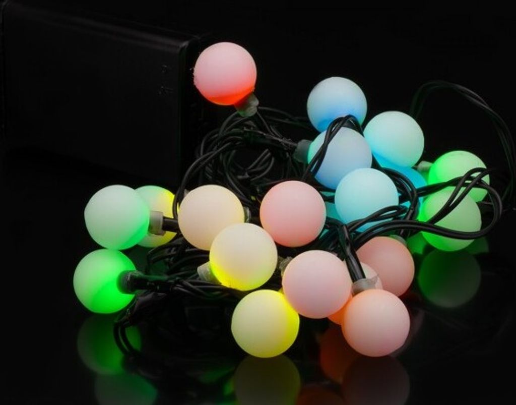 30er LED Batterie Kugelkette, bunt Produktbild 