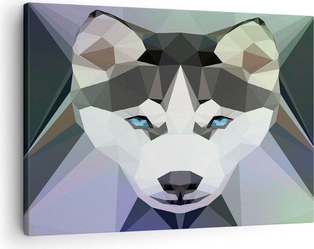 Bild auf Leinwand - Leinwandbild - Hund Husky Portrait - 70x50cm - Wand Bild - Wanddeko - Wandbilder - Leinwanddruck - Bilder - Kunstdruck - Wandde...