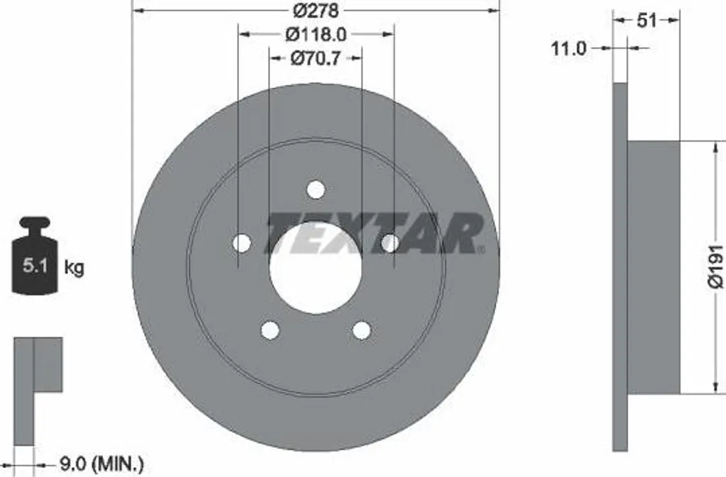 Disque de frein ventilé TEXTAR 92099800 avec protection anti-corrosion