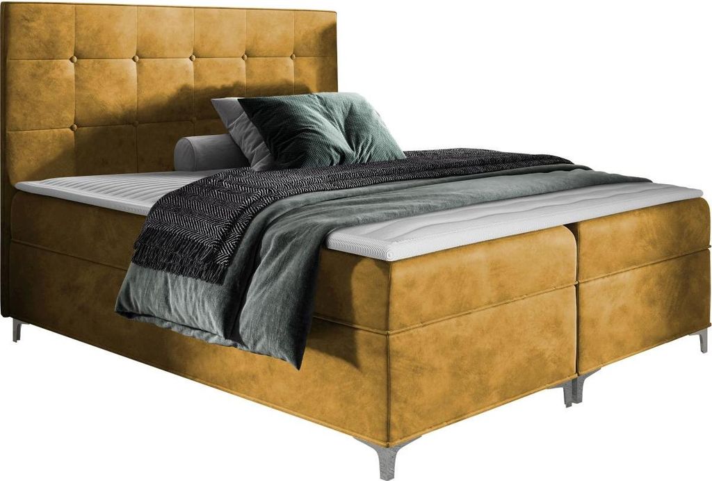 MIRJAN24 Boxspringbett Snake, Doppelbett mit zwei Bettkästen für die Bettwäsche, Ehebett mit Topper und Kopfteil (Fresh 37, Größe: 160x200 cm)