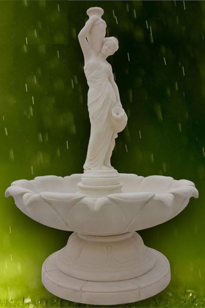 Casa Padrino Jugendstil Springbrunnen Grau Ø 145 x H. 215 cm - Prunkvoller Gartenbrunnen - Gartendeko Brunnen - Barock & Jugendstil Garten Deko Ac...